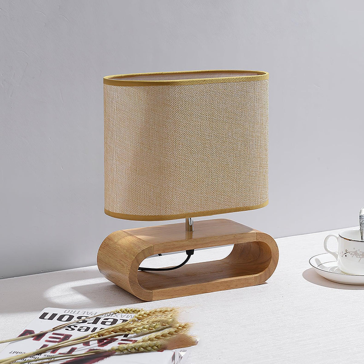 Loop lámpara de mesa rústica de madera