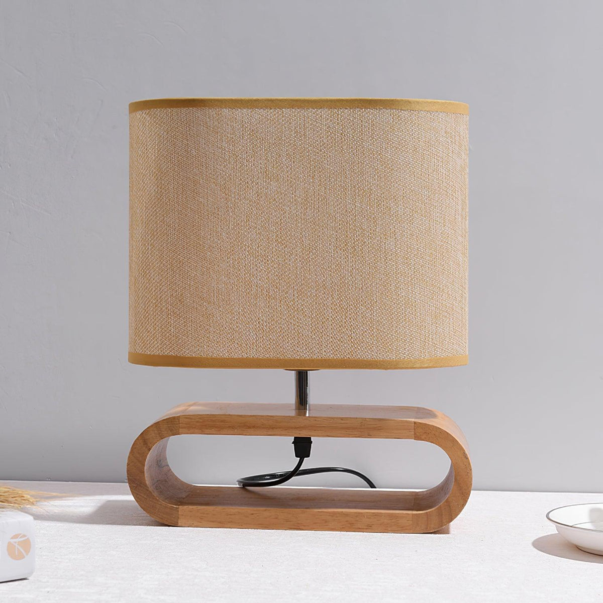 Loop lámpara de mesa rústica de madera