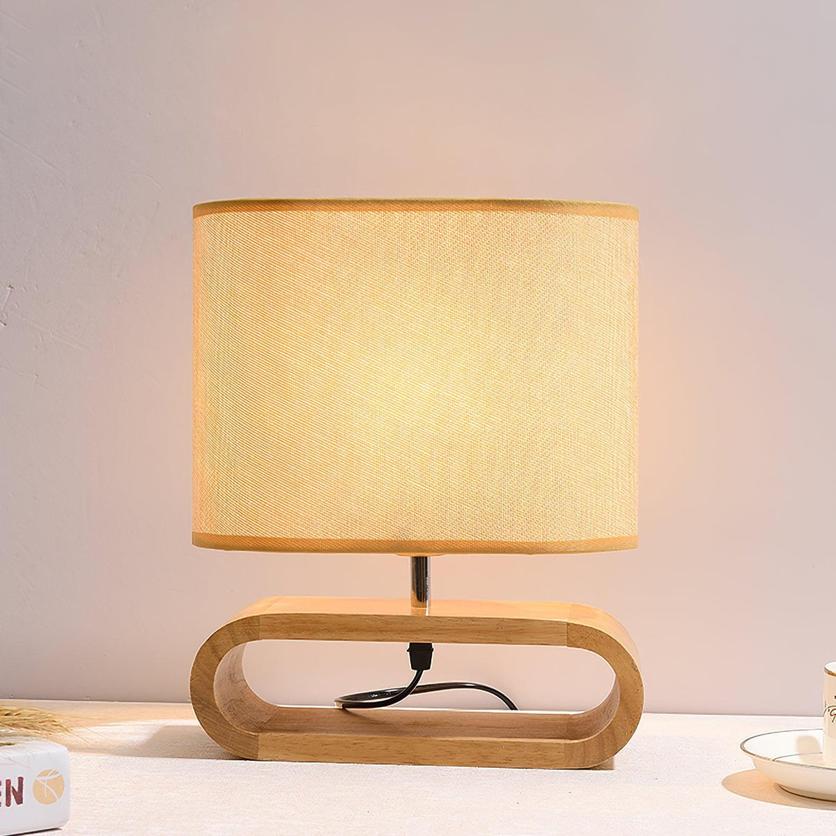 Loop lámpara de mesa rústica de madera
