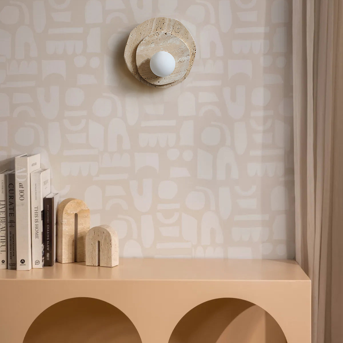 Tavinielle aplique de pared travertino Estética Wabi-sabi
