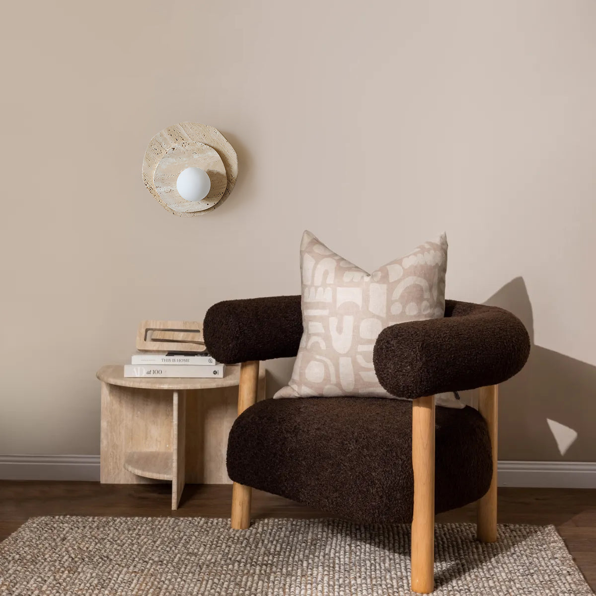 Tavinielle aplique de pared travertino Estética Wabi-sabi