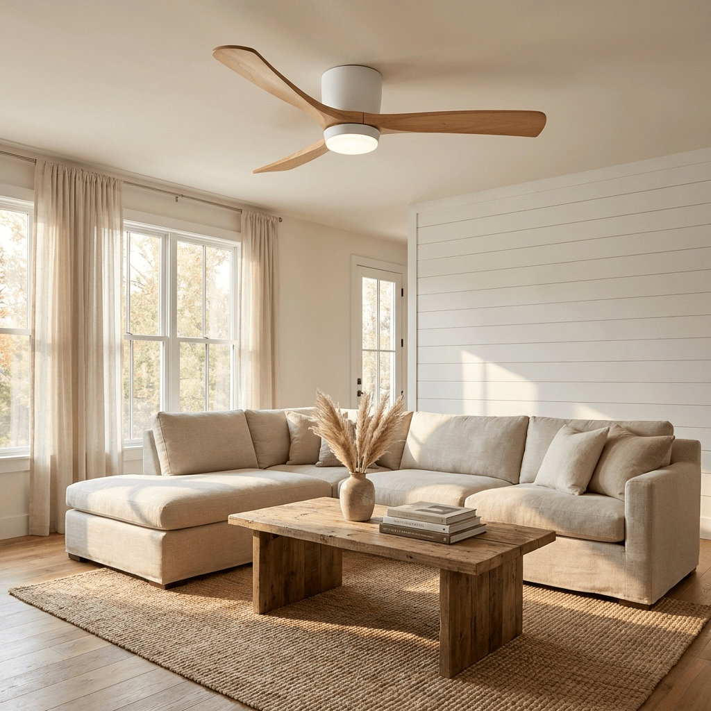 Ventilador de Techo con Luz Ezra Nórdico de Madera