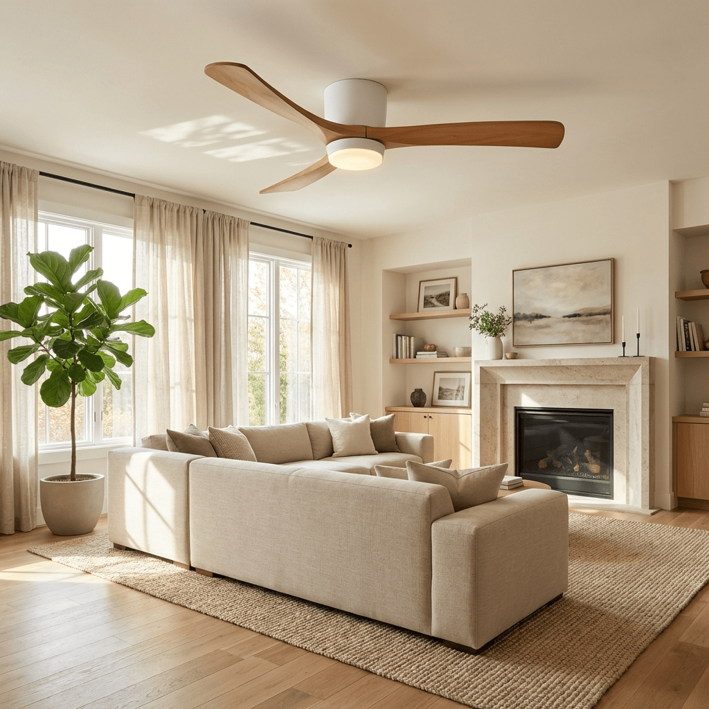 Ventilador de Techo con Luz Ezra Nórdico de Madera