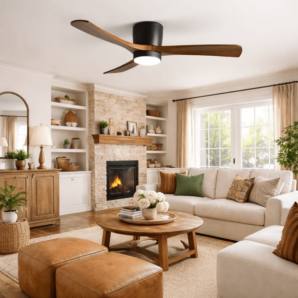 Ventilador de Techo con Luz Ezra Nórdico de Madera