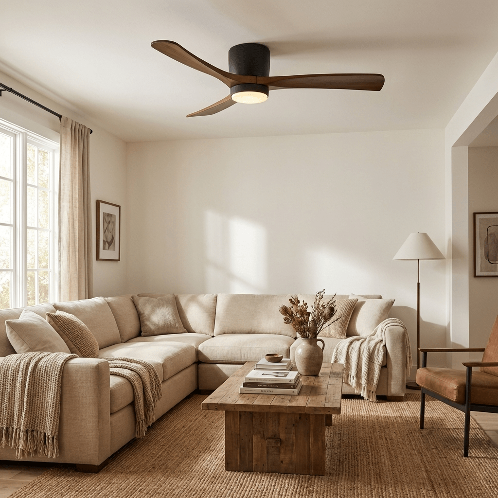 Ventilador de Techo con Luz Ezra Nórdico de Madera