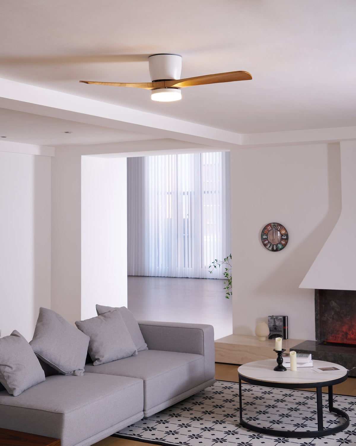 Ventilador de Techo con Luz Ezra Nórdico de Madera