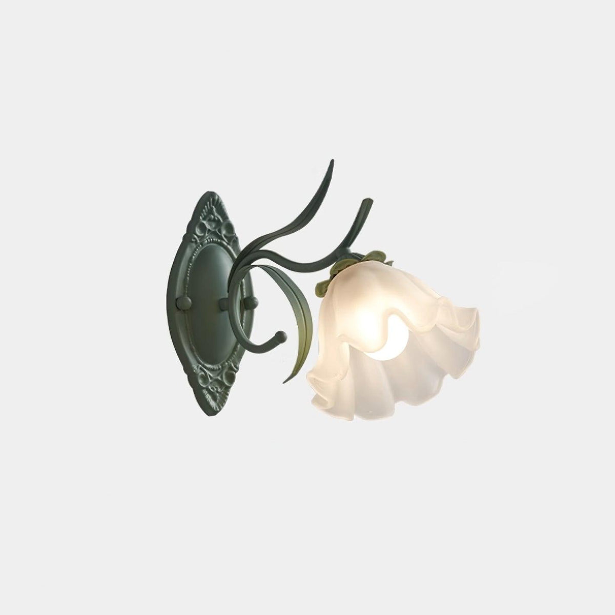 Aplique de pared vintage con sombra floral de vidrio para dormitorio y sala de estar