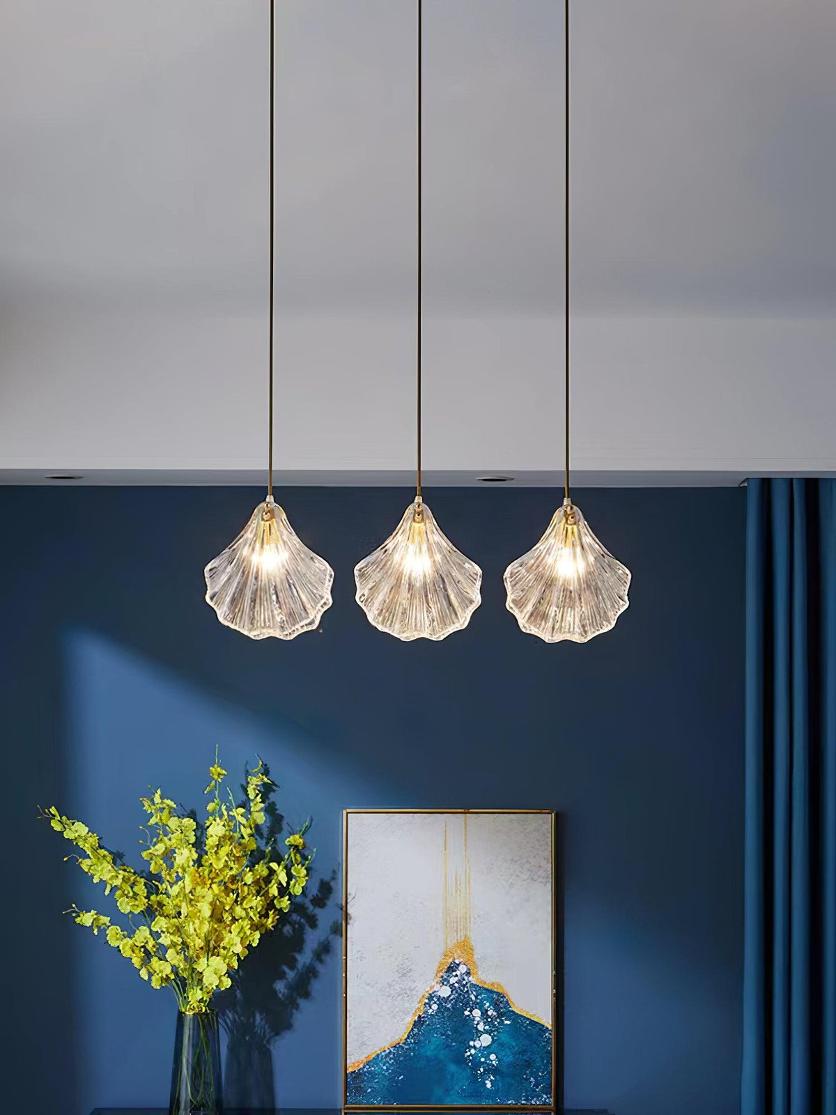 Veda lámpara colgante de vidrio con caparazón artístico y elegante