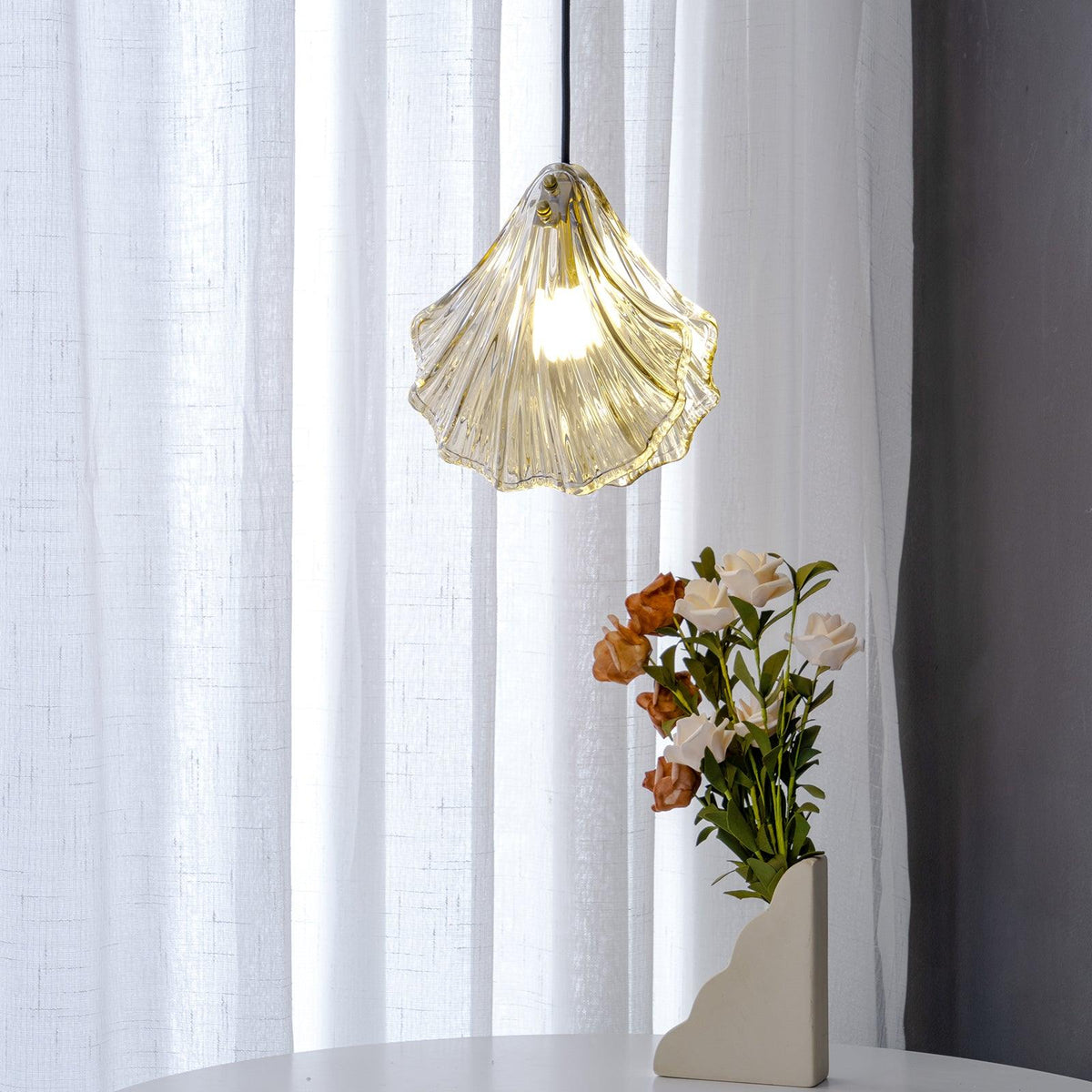 Veda lámpara colgante de vidrio con caparazón artístico y elegante