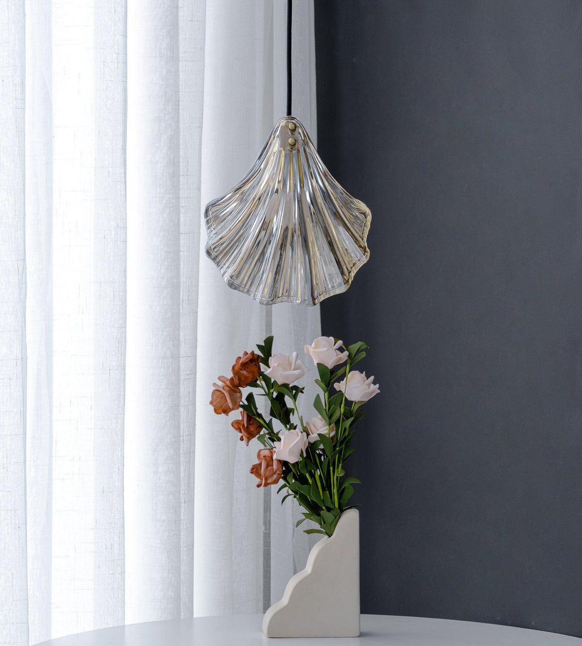 Veda lámpara colgante de vidrio con caparazón artístico y elegante