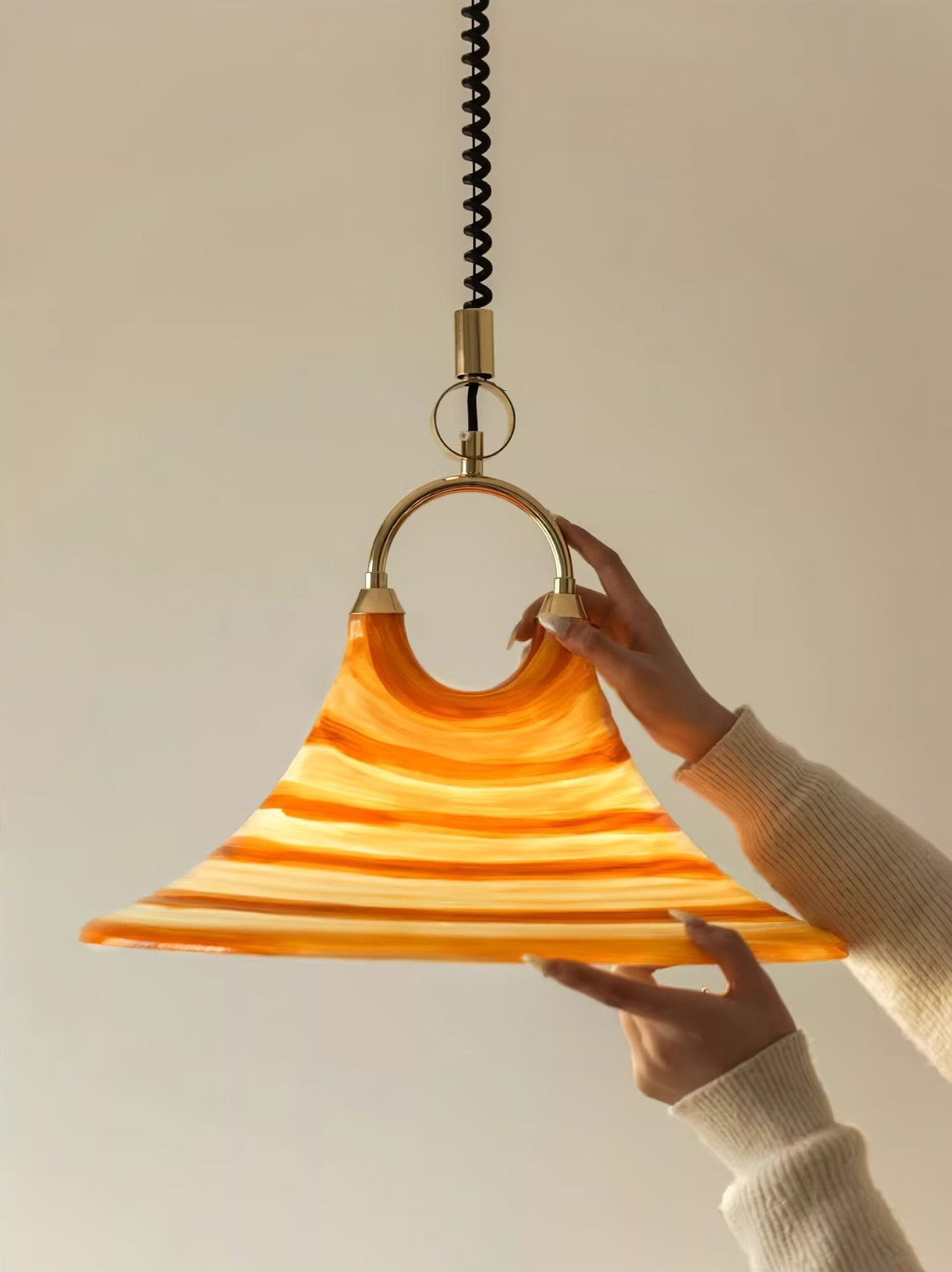 Aurmiros lámpara colgante moderna minimalista de vidrio con diseño en espiral
