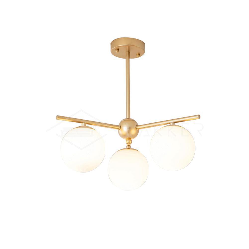 Casoella lámpara de araña esfera y tallo moderna dorada LED