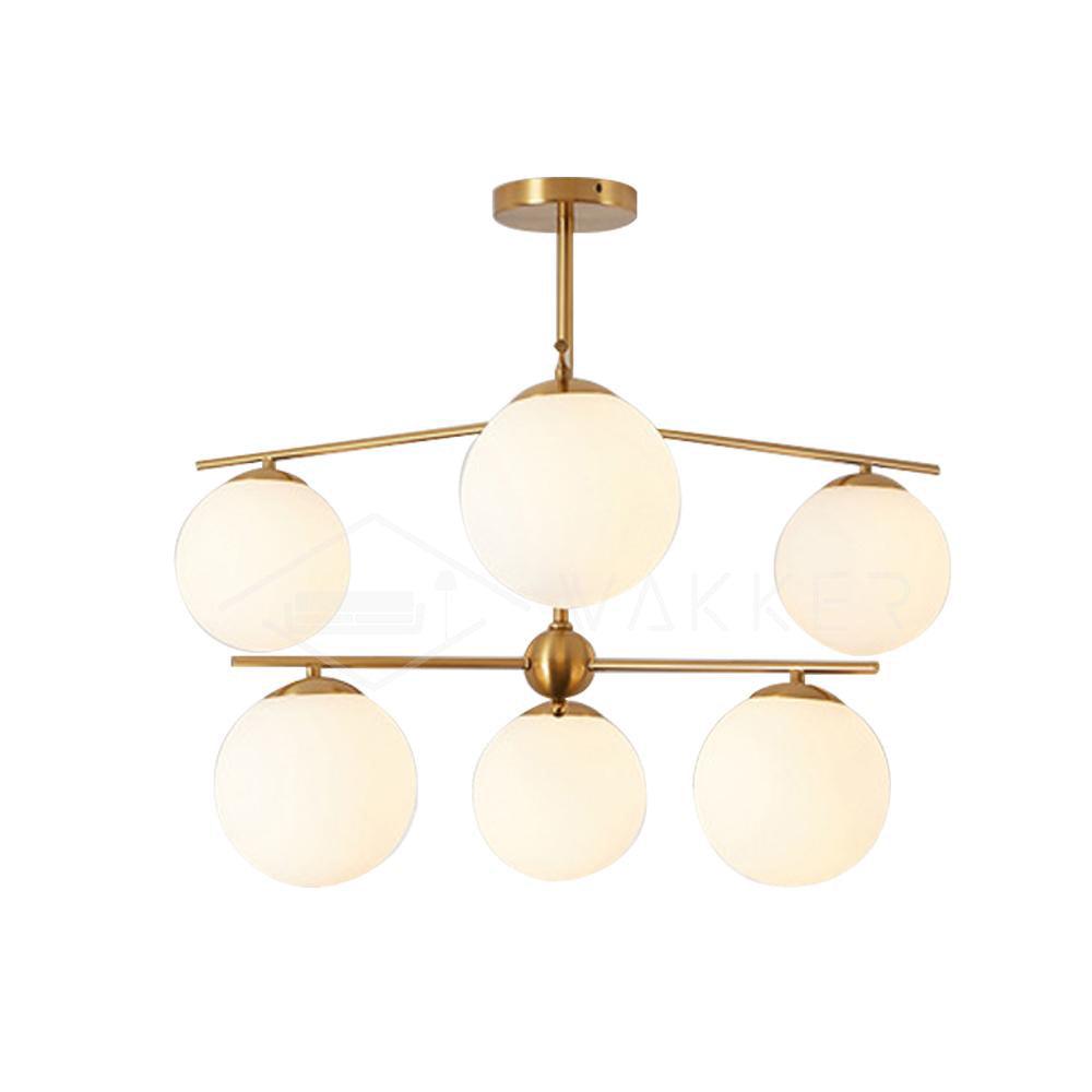 Casoella lámpara de araña esfera y tallo moderna dorada LED