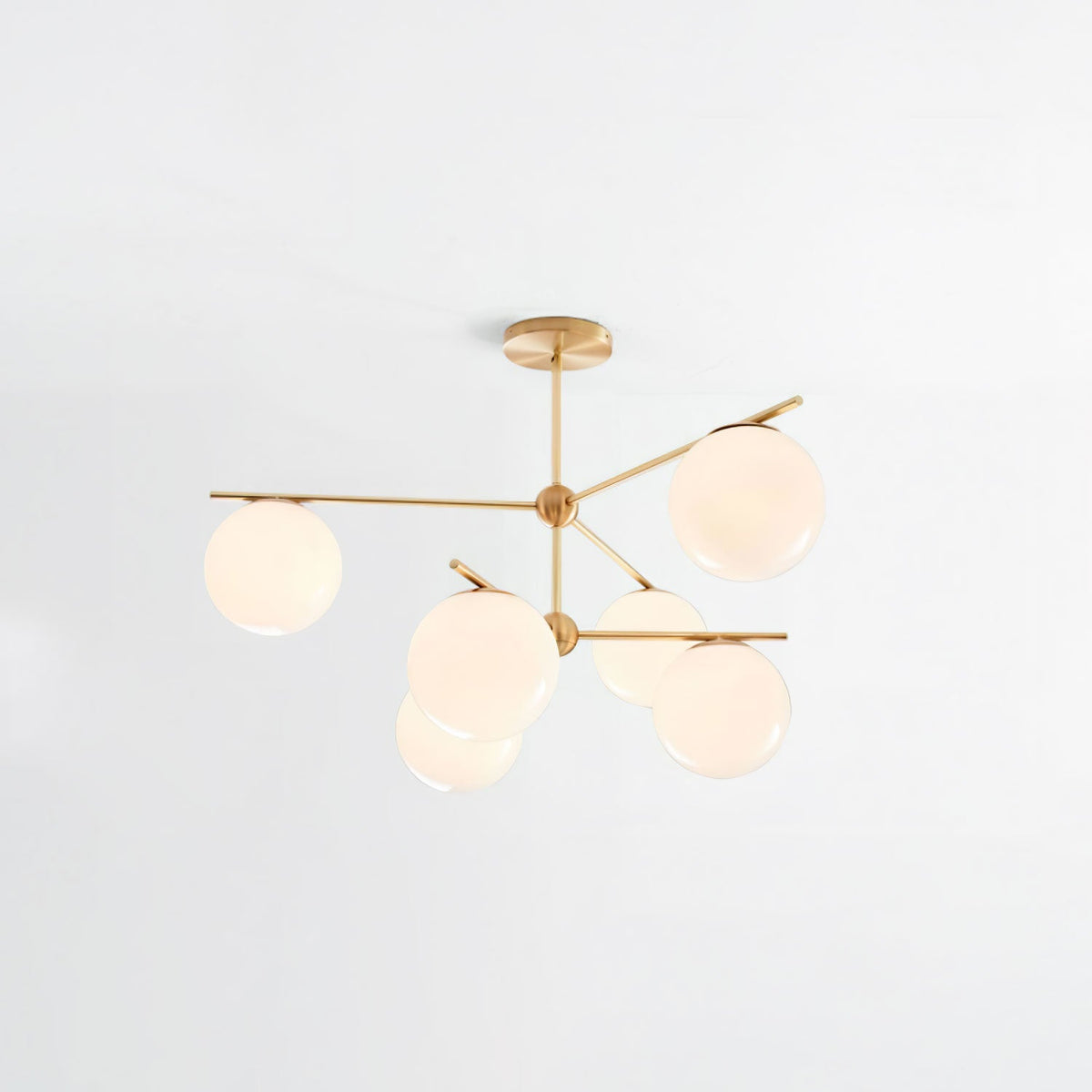 Casoella lámpara de araña esfera y tallo moderna dorada LED