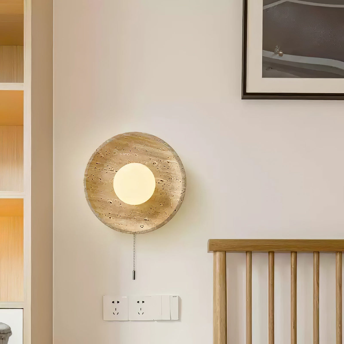 Tavik Bowl-Frame travertino aplique de pared