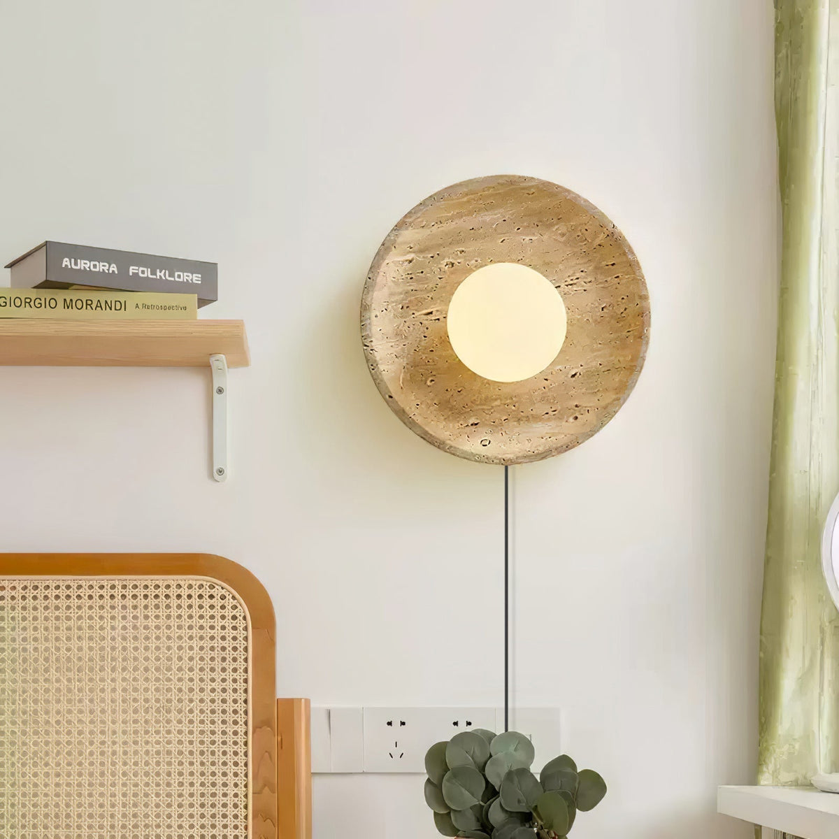 Hylso aplique de pared con pantalla de travertino