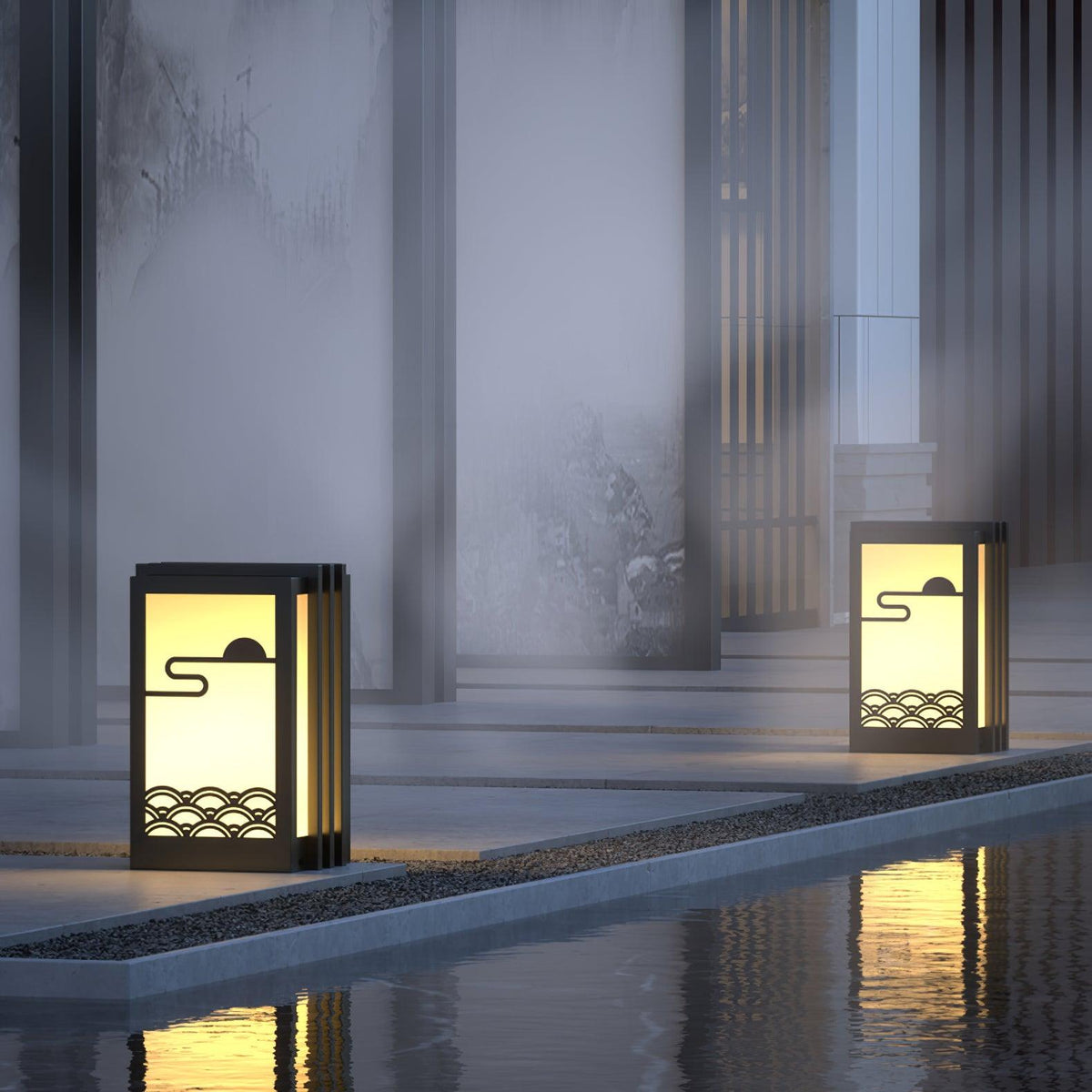 Rivenena luminaria exterior rectangular patrón amanecer minimalista para jardín