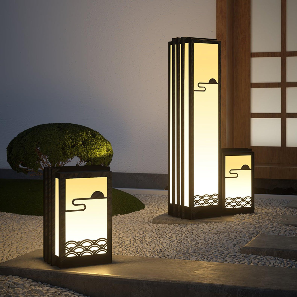 Rivenena luminaria exterior rectangular patrón amanecer minimalista para jardín