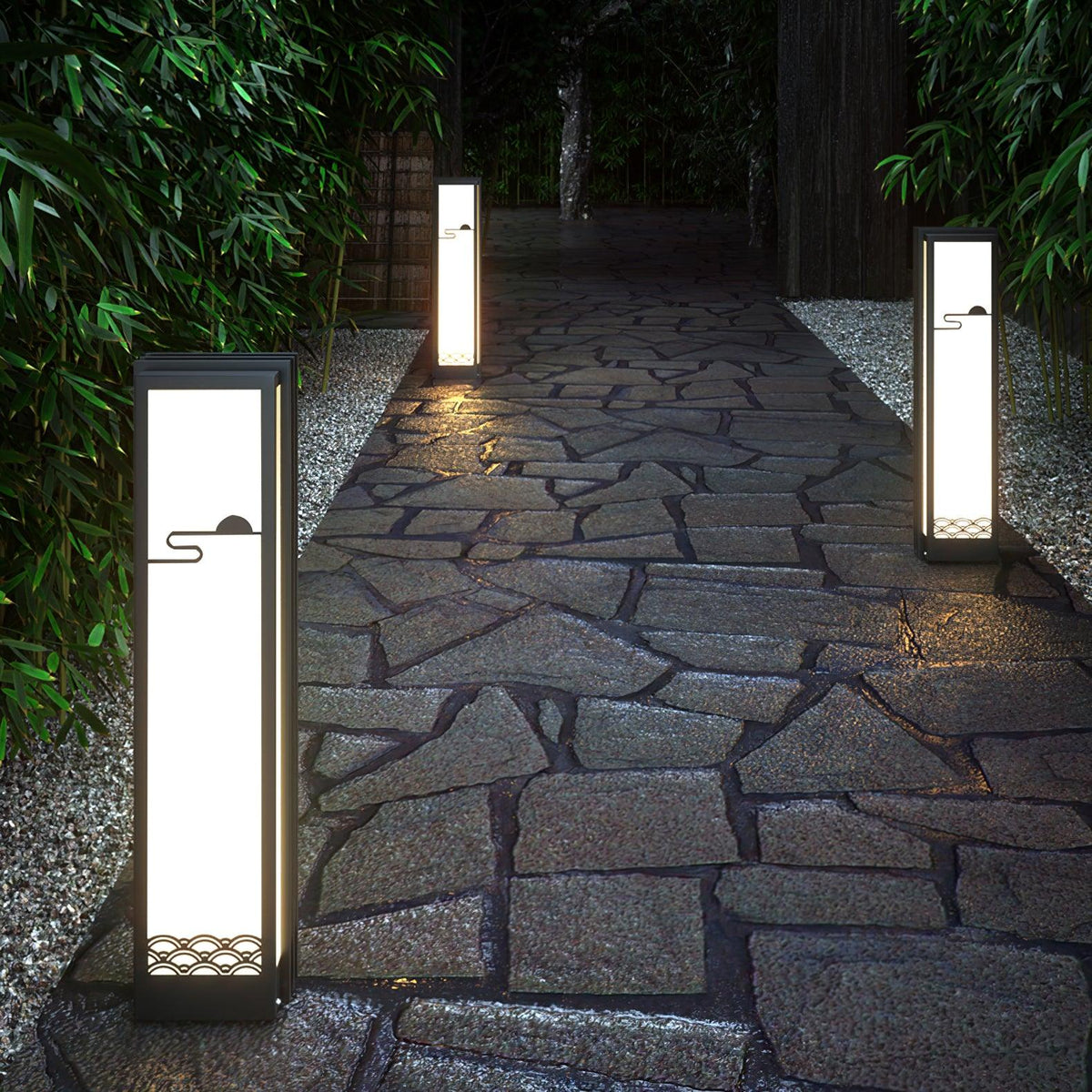 Rivenena luminaria exterior rectangular patrón amanecer minimalista para jardín