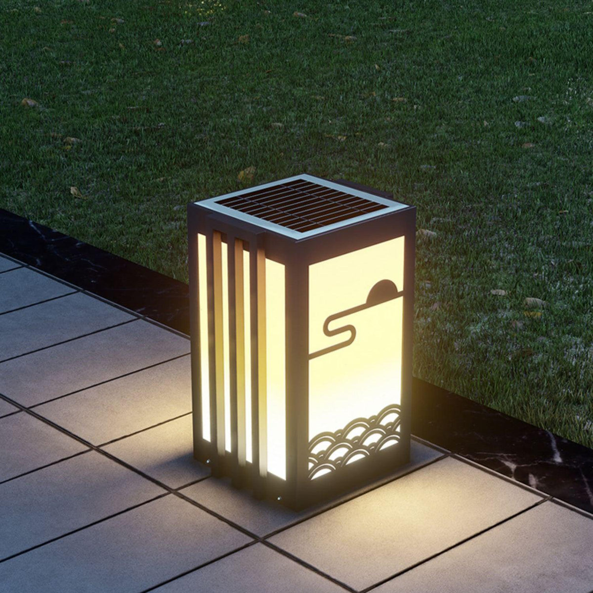 Rivenena luminaria exterior rectangular patrón amanecer minimalista para jardín