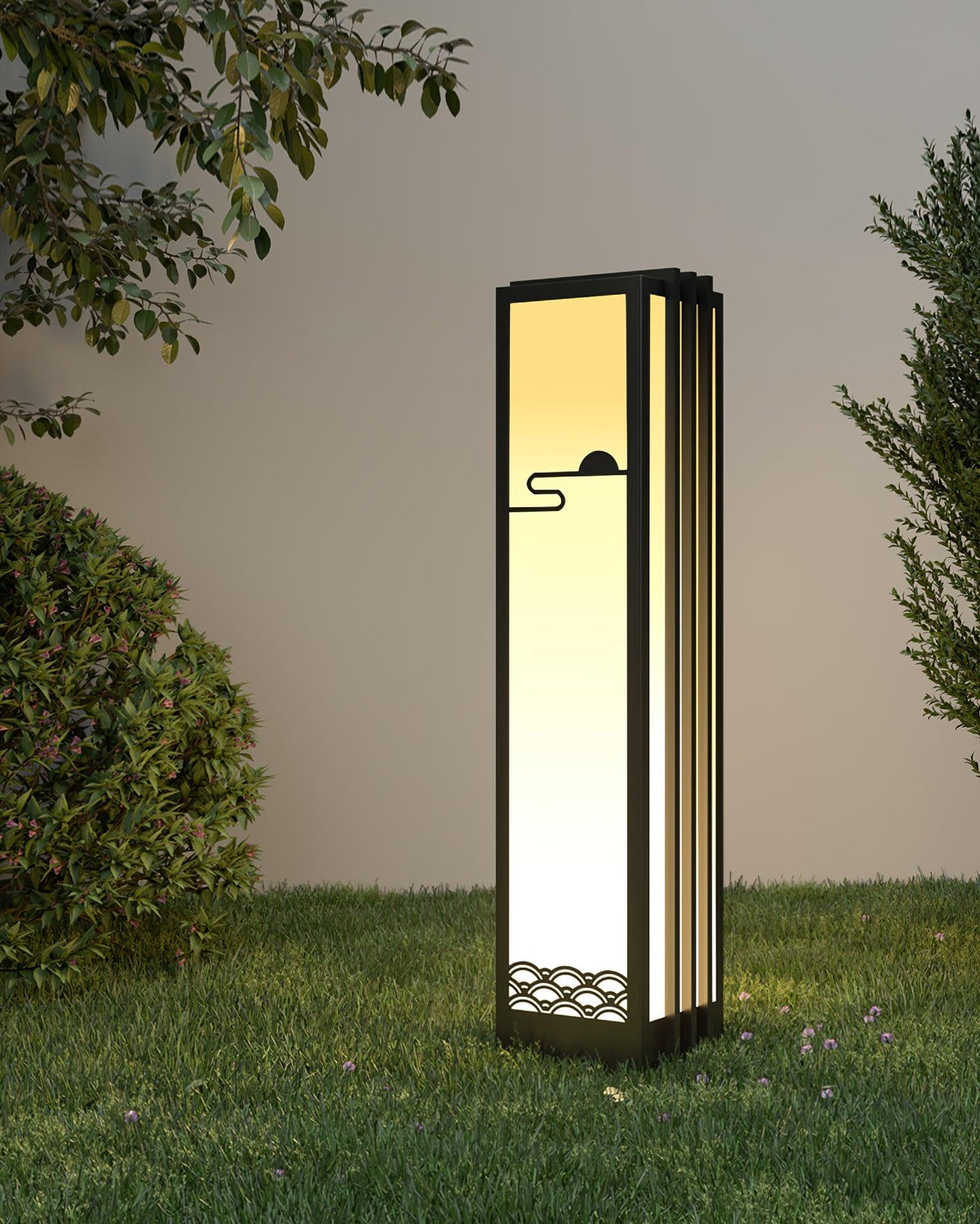 Rivenena luminaria exterior rectangular patrón amanecer minimalista para jardín