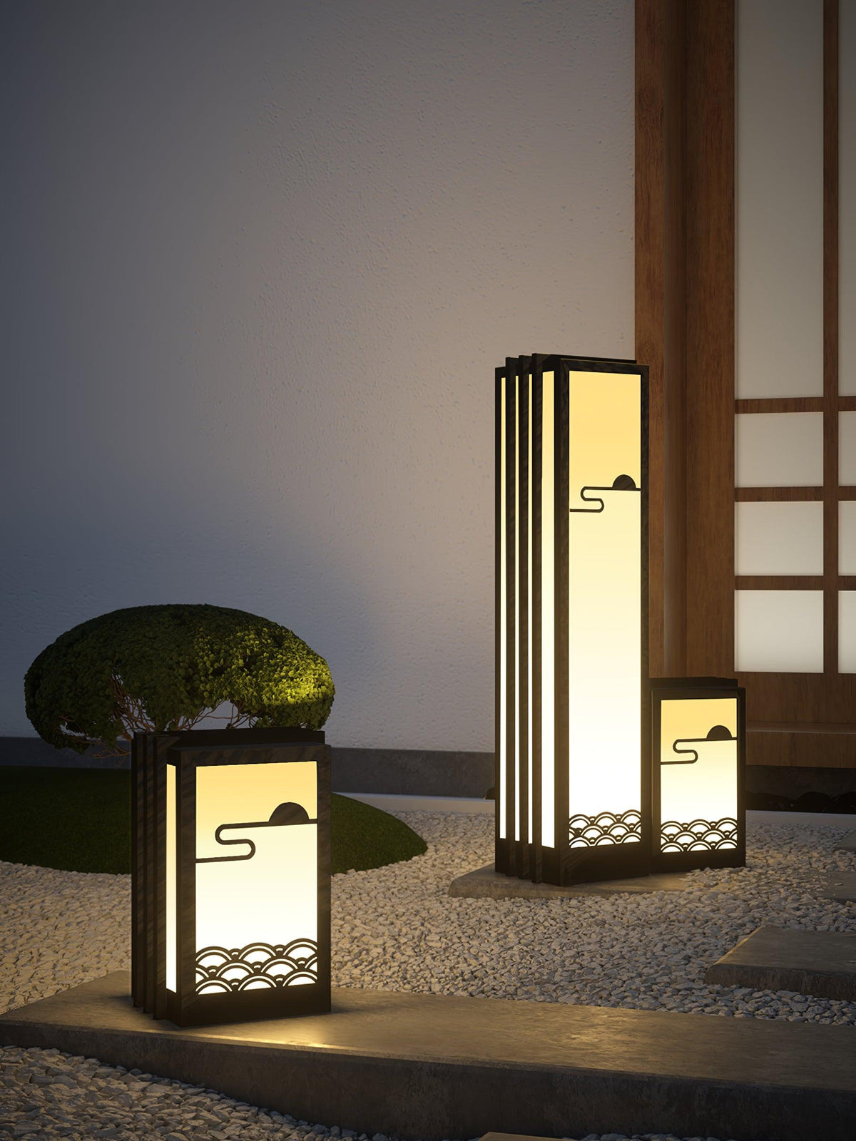 Rivenena luminaria exterior rectangular patrón amanecer minimalista para jardín