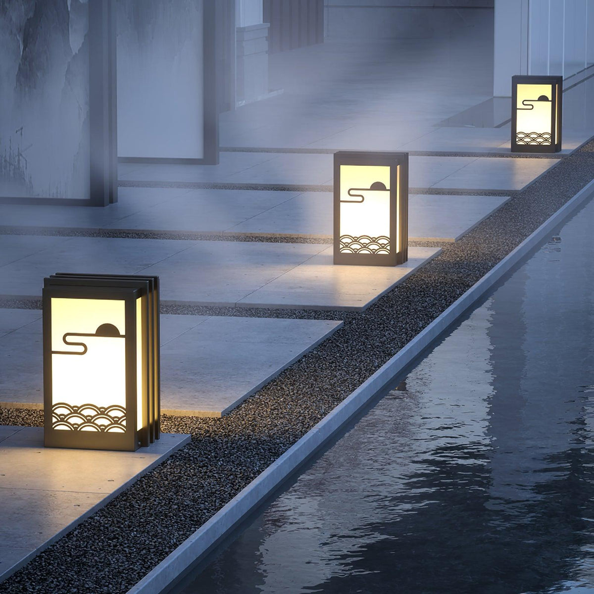 Rivenena luminaria exterior rectangular patrón amanecer minimalista para jardín