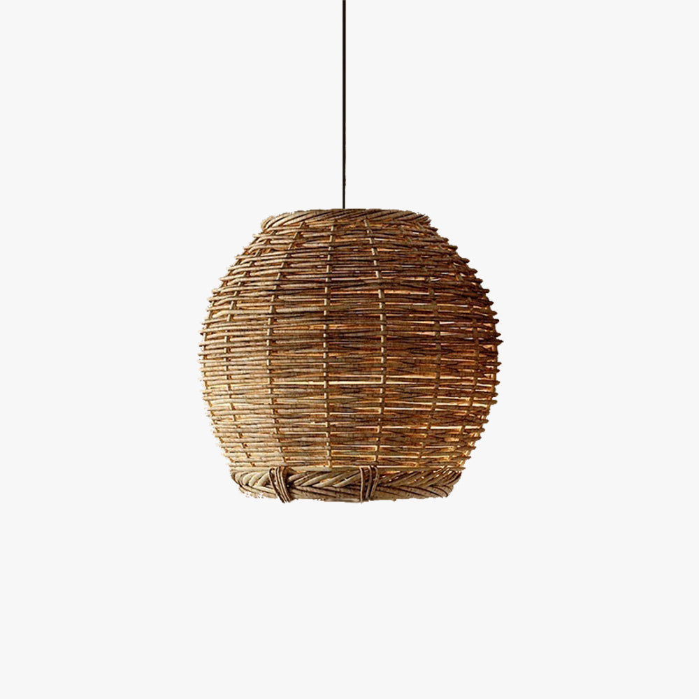 Muto Retro LED Lámpara Colgante Wood Rattan Salón Comedor