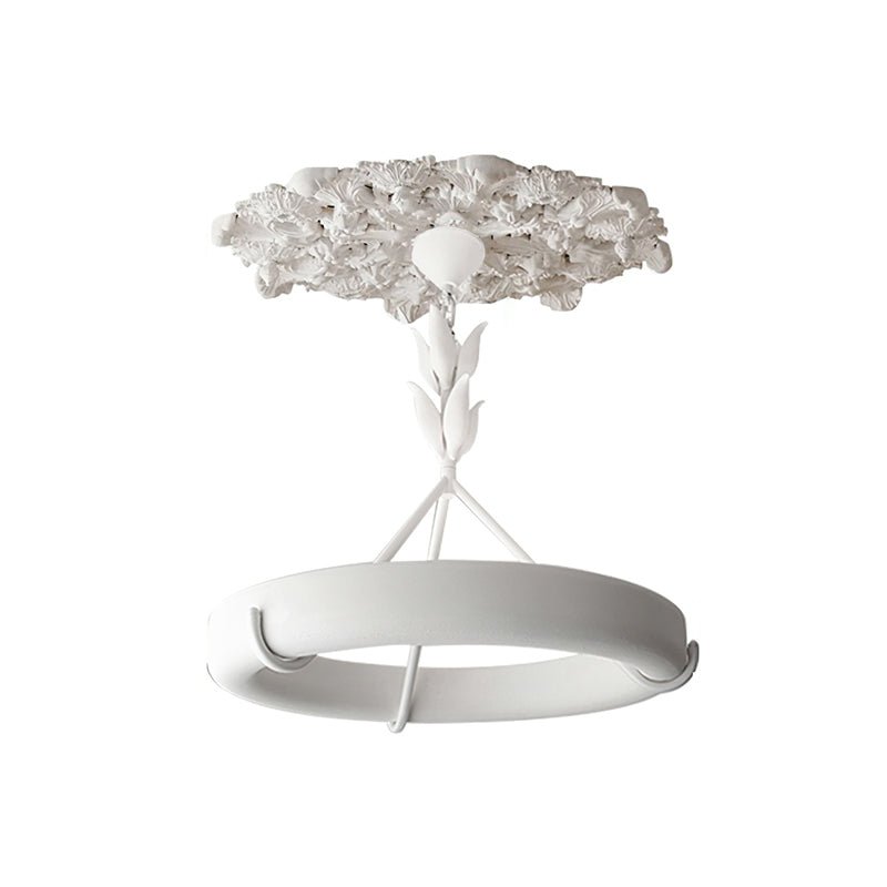 Eixor lámpara de araña de yeso blanca forma floral minimalista