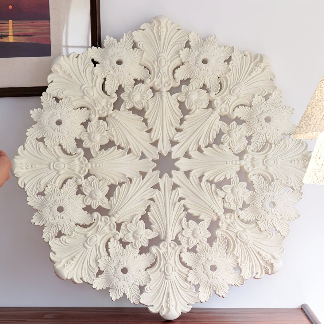 Eixor lámpara de araña de yeso blanca forma floral minimalista