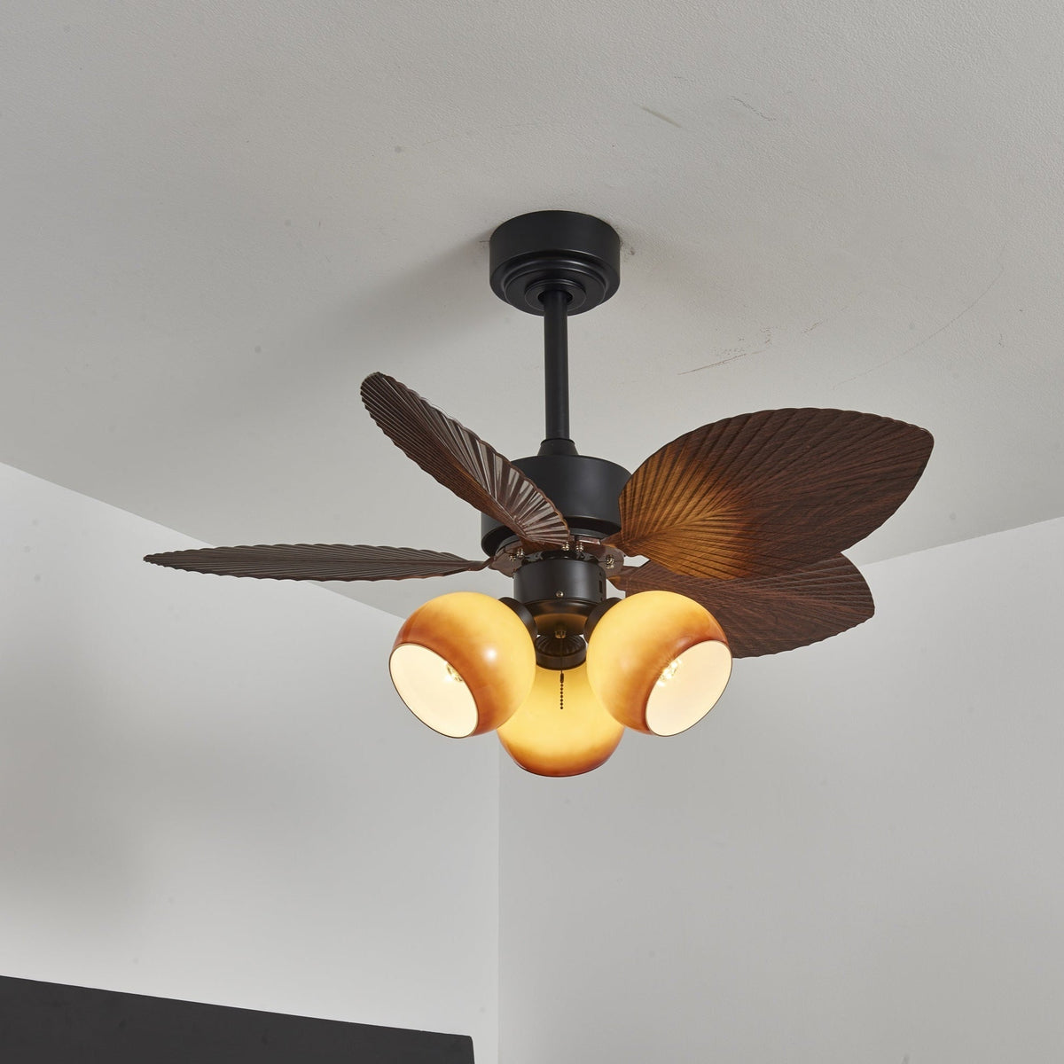 Rinaleria ventilador de techo con luz Vintage de madera