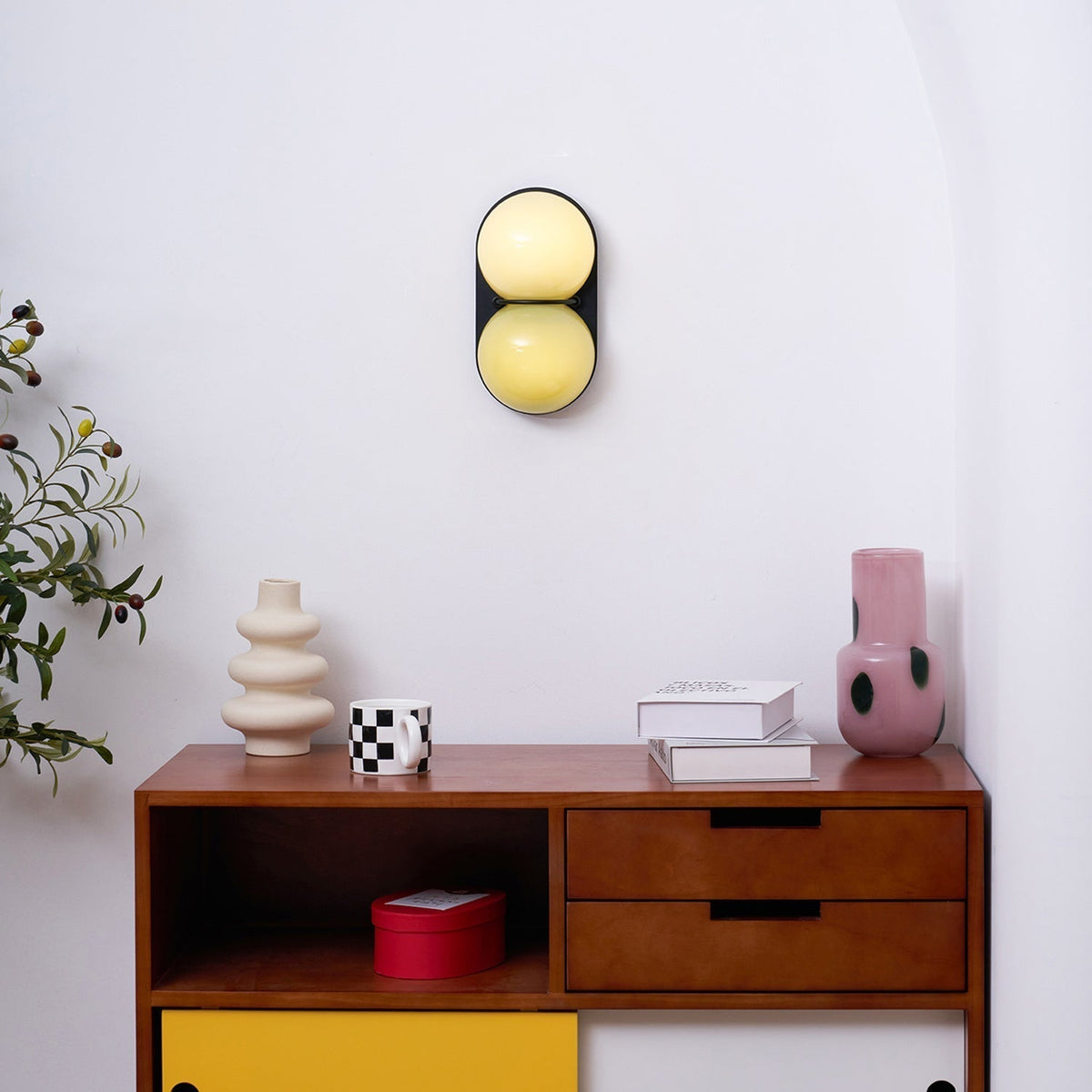 Two aplique de pared Globo vidrio