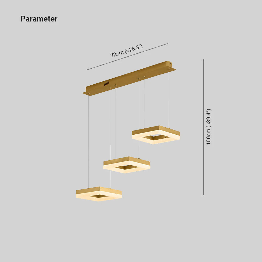 Arisha Minimalista Cuadrada Metal/Acrílico Lámpara Colgante Dorada