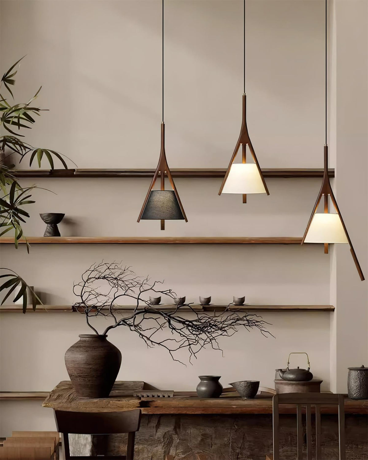 Zovenarae lámpara colgante triangular de madera