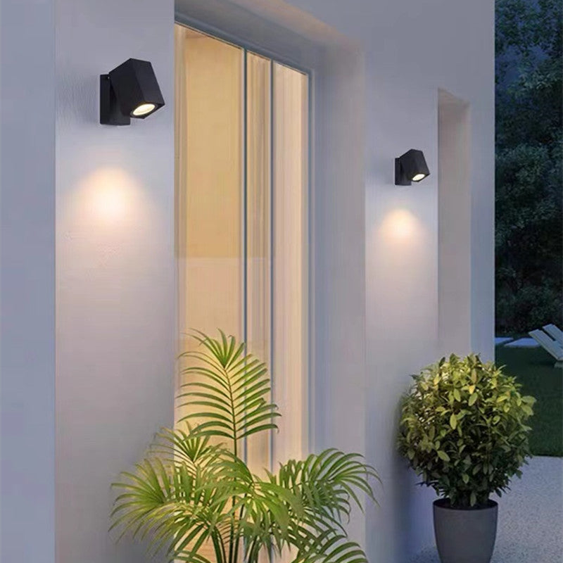 Ray Minimalista Foco Rectangular Metal Aplique de Pared Exterior Negro
