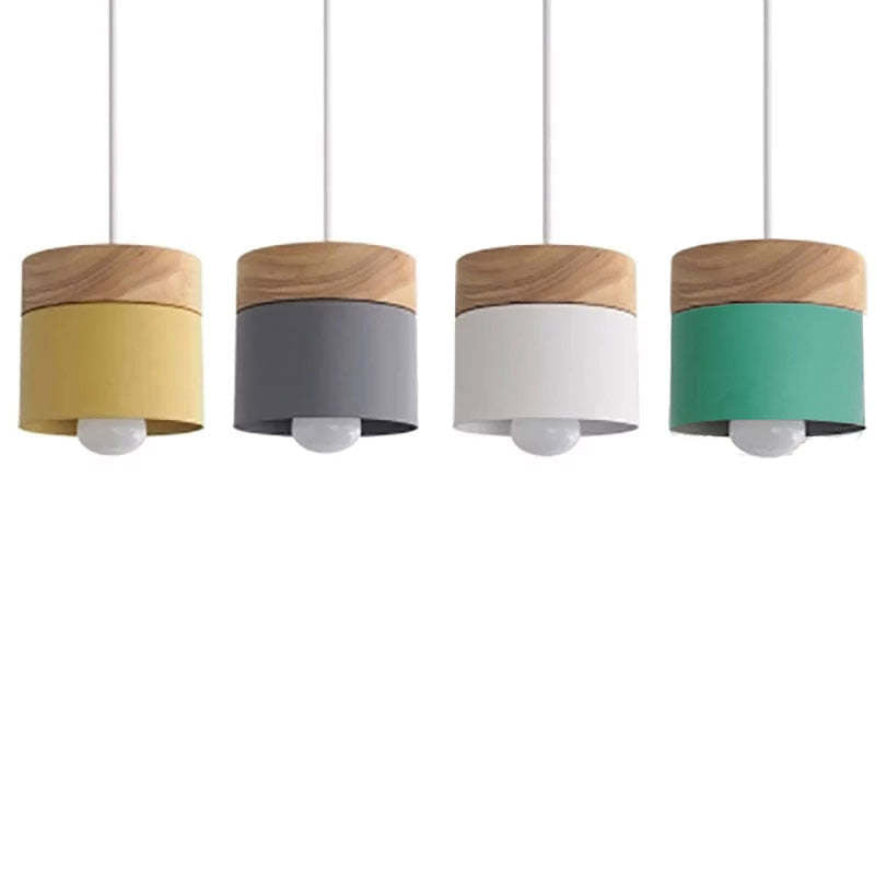 Valentina Nórdica Cilíndrica Metal LED Lámpara Colgante Gris/Blanca/Amarilla