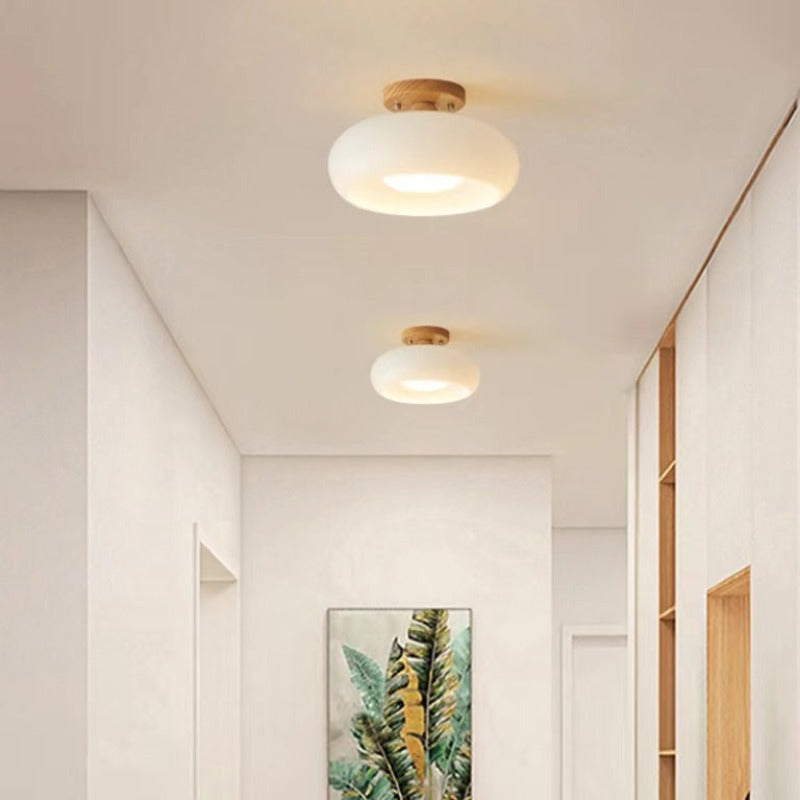 Valentina Moderna LED Lámpara de Techo Madera Vidrio
