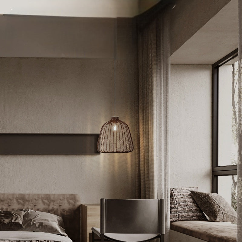 Muto Minimalista LED Lámpara Colgante Ratán Salón Dormitorio Barra