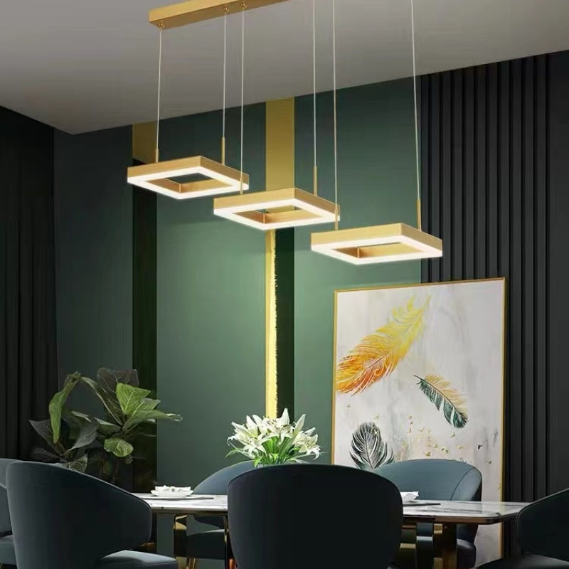 Arisha Minimalista Cuadrada Metal/Acrílico Lámpara Colgante Dorada