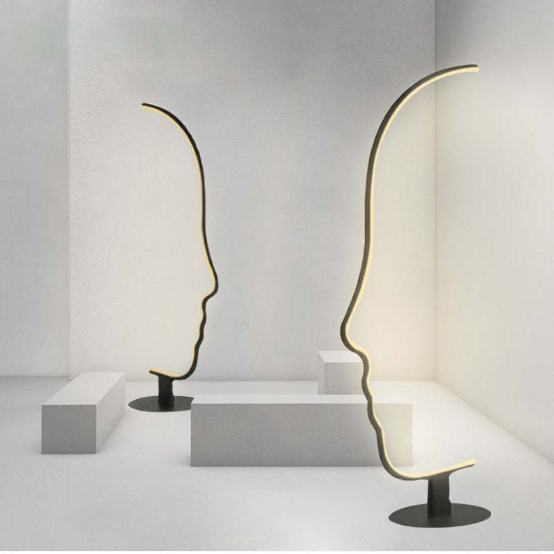 Mira Moderna Diseño Metal/Silicio LED Lámpara de Pie Negra