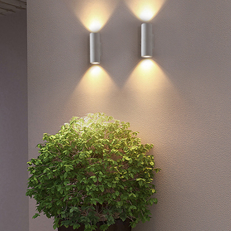 Ray Moderno Cilíndrico Cemento/Acrílico Aplique de Pared Exterior Negro/Blanco