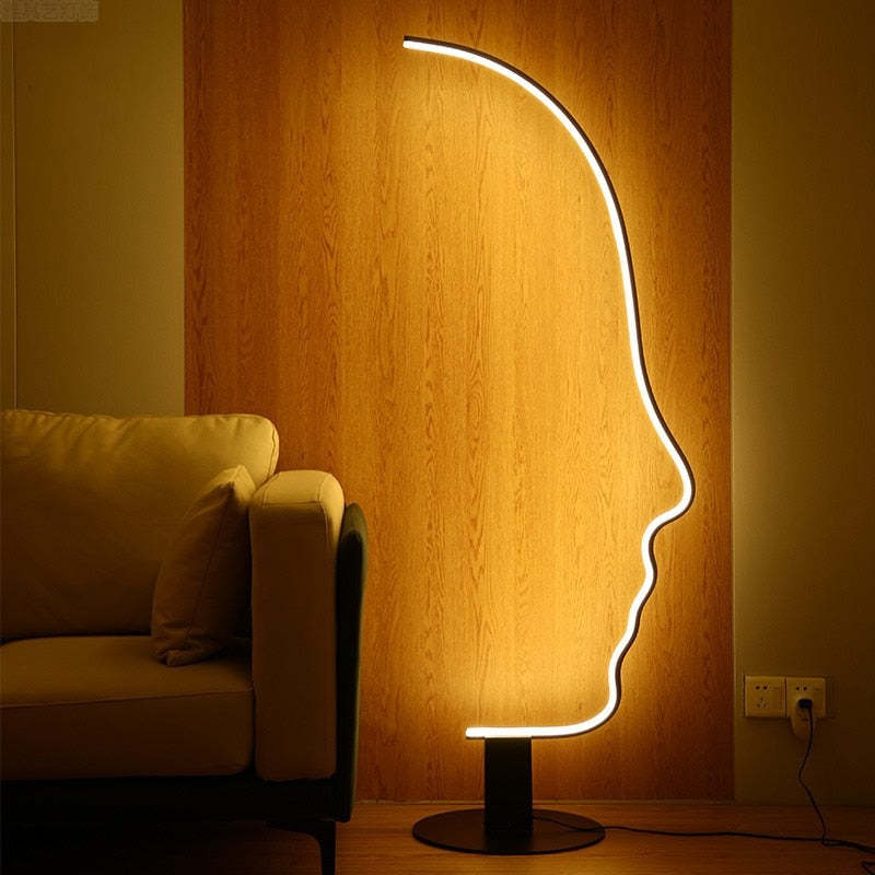 Mira Moderna Diseño Metal/Silicio LED Lámpara de Pie Negra