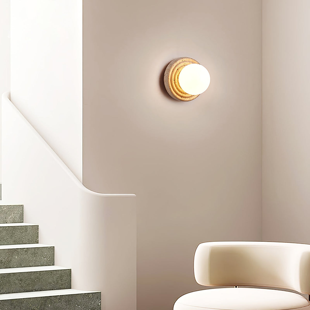 Valuella travertino globo aplique de pared / lámpara de techo