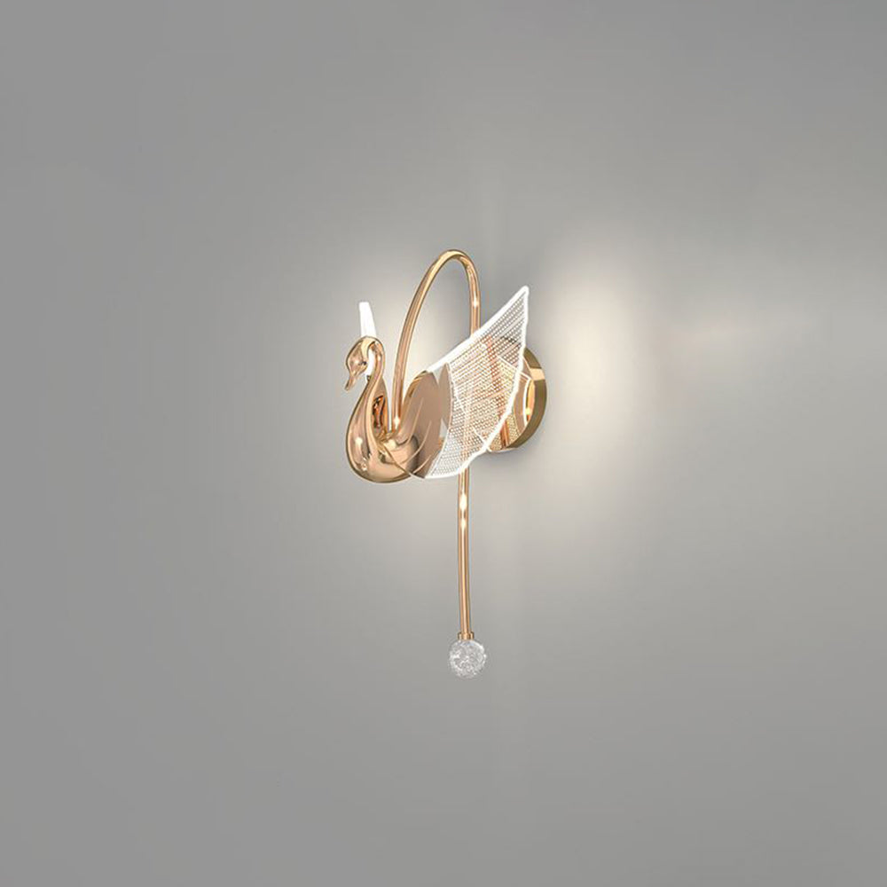 Arisha Decorativo Cisne Metal/Acrílico Aplique de Pared Oro Rosa/Dorado