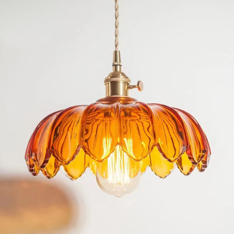 Valentina Retro LED Lámpara Colgante Vidrio/Metal Flor Comedor