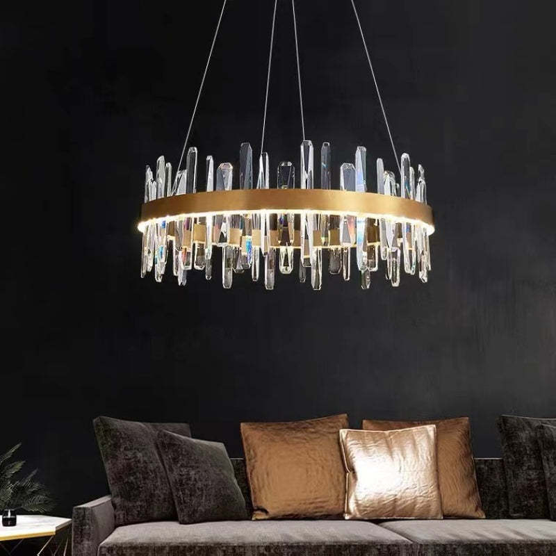 Kristy Moderna Anilla Diseño Cristal Lámpara Colgante Dorada