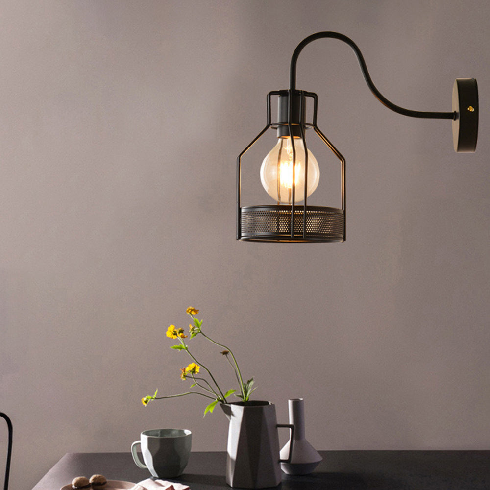 Silva Vintage Metal/Vidrio LED Aplique de Pared Interior Negro