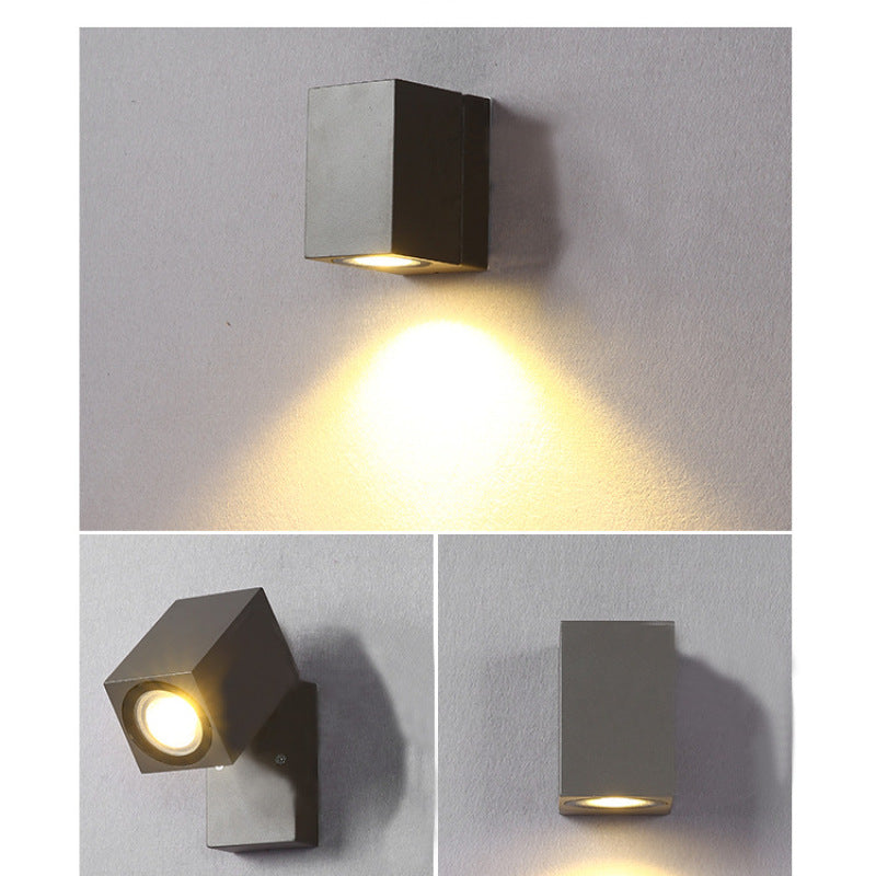 Ray Minimalista Foco Rectangular Metal  Aplique de Pared Exterior Negro
