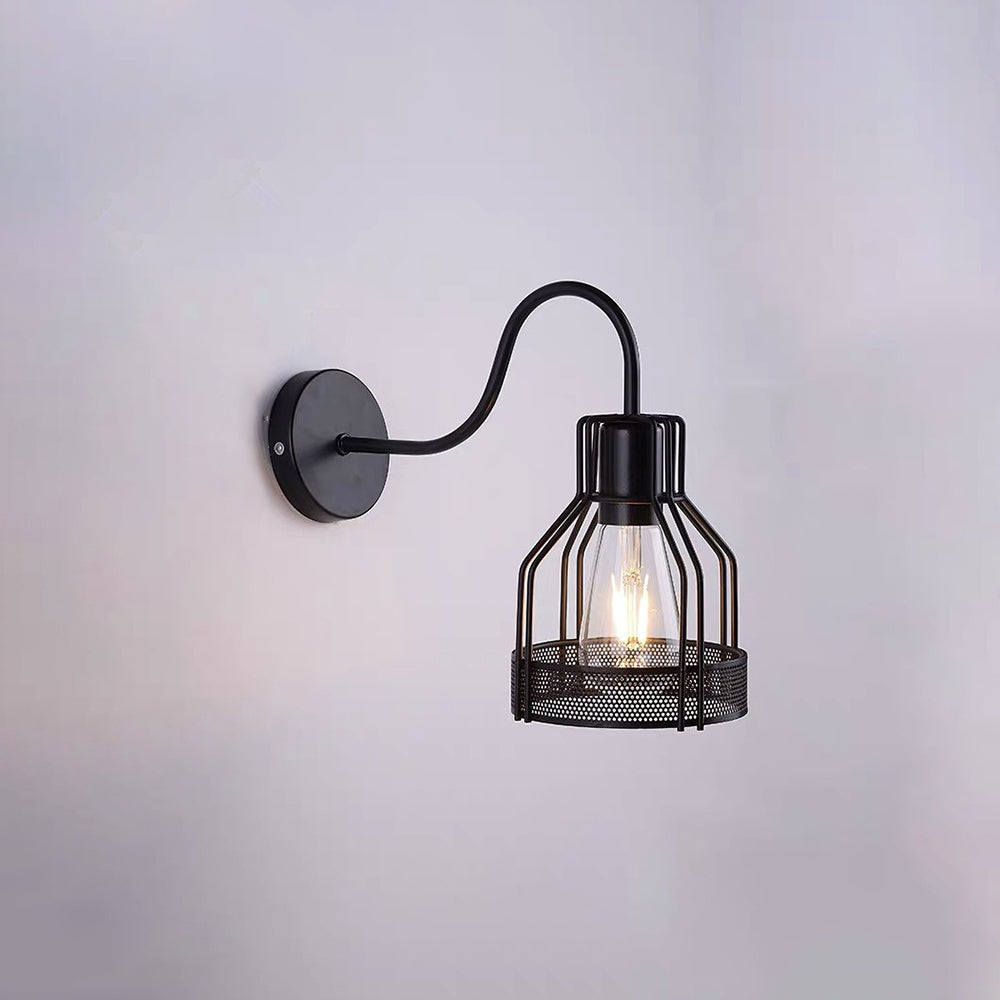 Silva Vintage Metal/Vidrio LED Aplique de Pared Interior Negro