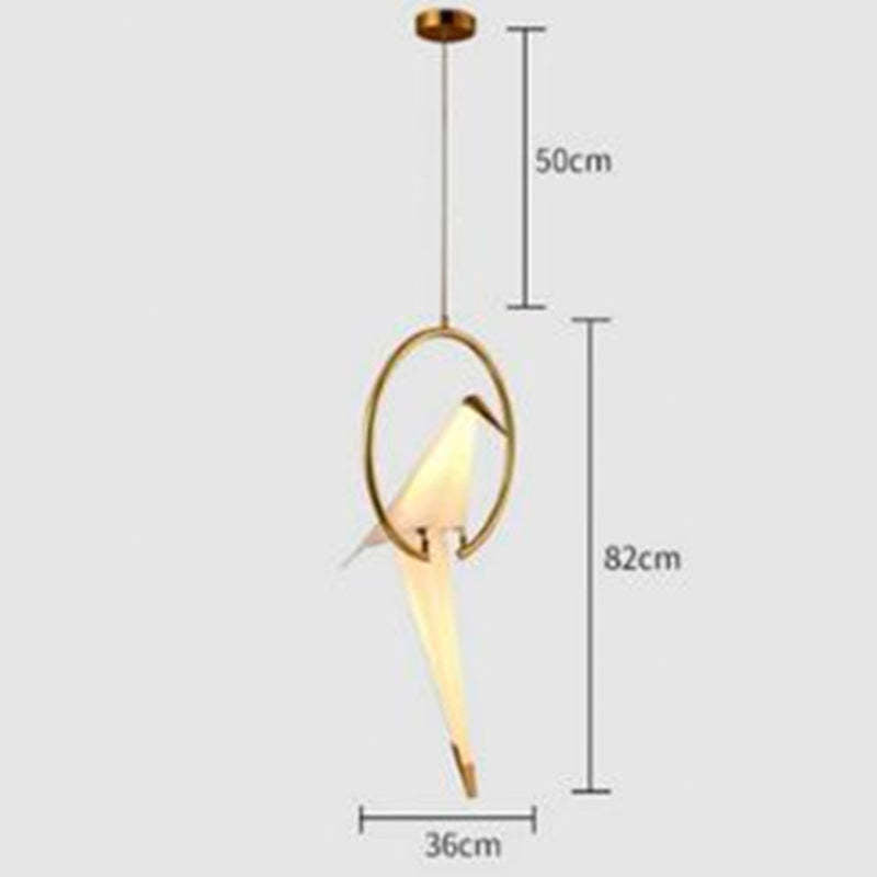Arisha Decorativa Pájaro Metal/Vidrio Lámpara Colgante Dorada